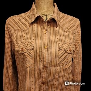 Vintage Rough Rider By Circle T Womens Cowgirl Pearl Snap Long Sleeve Shirt Vtg